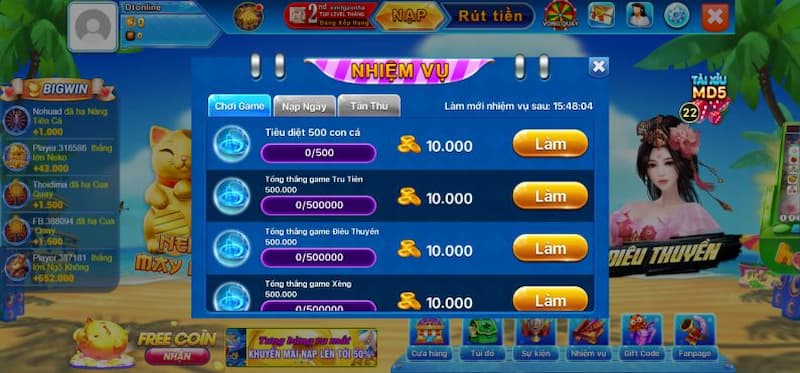 Cá Xèng - Cổng game đổi thưởng hot hit nhất trên thị trường 2024 5 Nhiệm vụ lĩnh thưởng tại Cá xèng