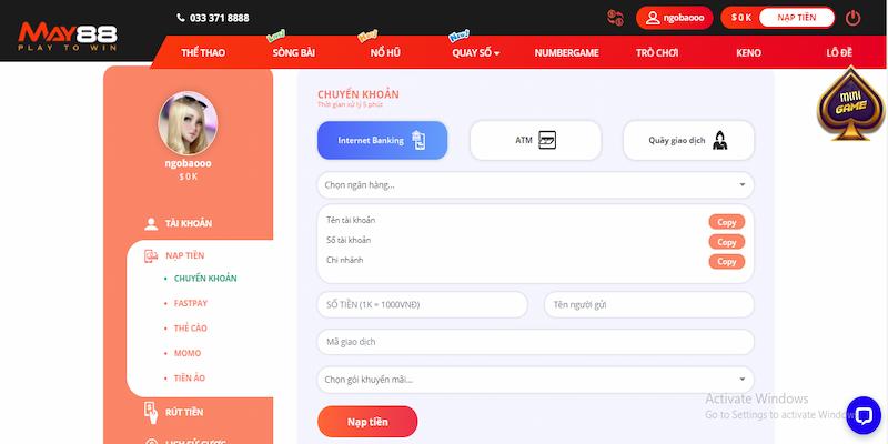May88 win - Thiên Đường Giải Trí Cá Cược Đỉnh Cao Cho Anh Em 5 Hướng dẫn cách nạp tiền nhanh chóng và tiện lợi tại May88win