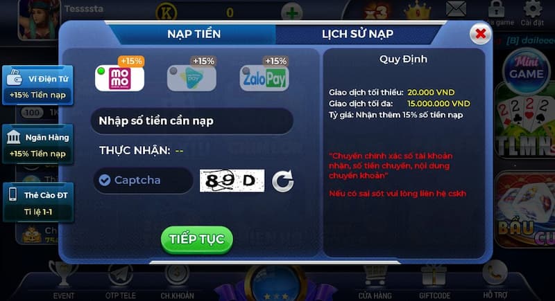 Bạch Kim Club - Top Cổng Game Cá Cược Hot Nhất Hiện Nay 5 Nạp tiền vào Bạch kim club nhanh chóng với những thao tác đơn giản nhất