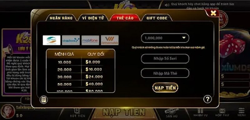 K29 - Sân chơi cá cược xanh chín đình đám nhất hiện nay 4 Nạp tiền không phức tạp