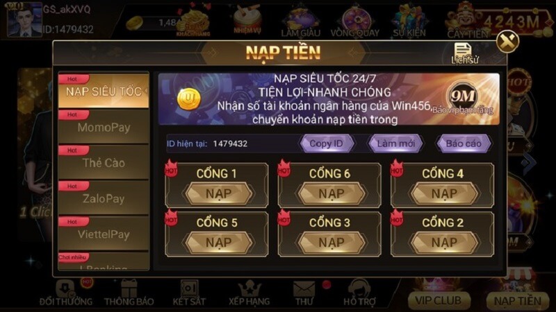 Win456 com - Cổng game xanh chín uy tín nhất hiện nay 4 Hướng dẫn cách nạp tiền Win456 com