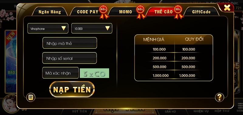 Giao dịch nạp tiền nhanh chóng tại cổng game Rik789