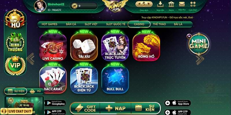 King Fun - Cổng game quốc tế hấp dẫn có tỷ lệ thưởng cao 2 Game bài hay tại cổng game King fun