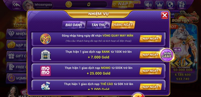 Mix79 - Sảnh game chất lượng và xanh chín nhất thị trường Việt 7 Các nhiệm vụ cần thực hiện để nhận thưởng tại Mix79