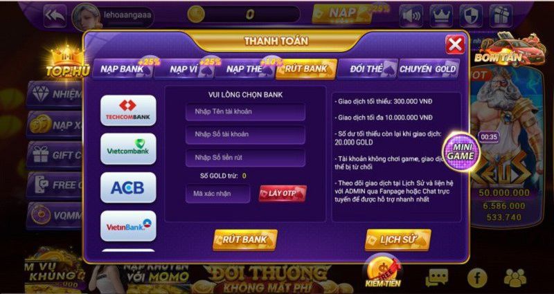 Mix79 - Sảnh game chất lượng và xanh chín nhất thị trường Việt 5 Rút tiền từ Mix79 đơn giản chỉ với vài bước