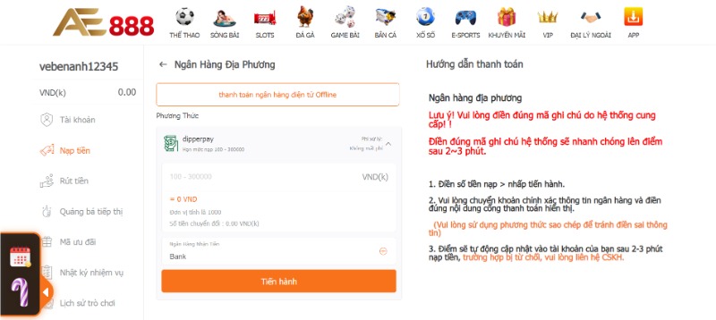 AE888 - Trải nghiệm cá cược chất lượng không giới hạn 6 6 hình thức nạp tiền đang được nhà cái hỗ trợ