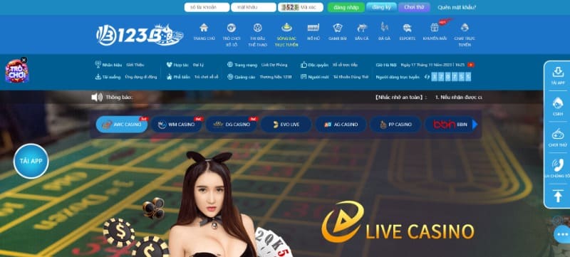 123B - Trang cá cược online chất lượng top đầu thị trường 2 Sảnh Sòng bạc trực tuyến tại sân chơi
