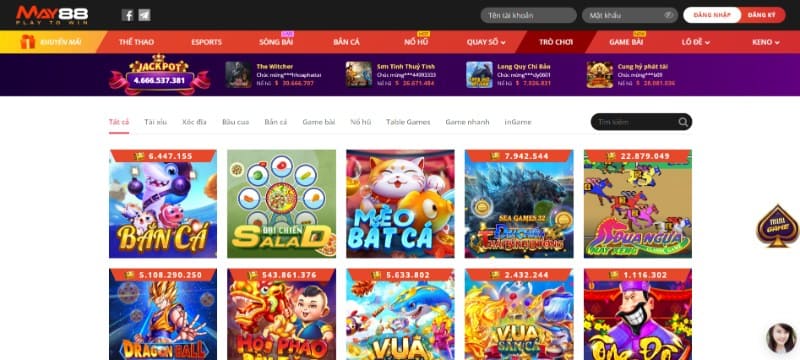 May88 - Sân chơi quy tụ thương hiệu giải trí đình đám 4 Sảnh trò chơi với các tựa game hấp dẫn
